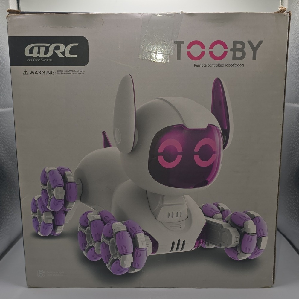 QRC TOOBY Remote Controlled Robotic Dog Toy 4D-Y9 White Purple Blue Black